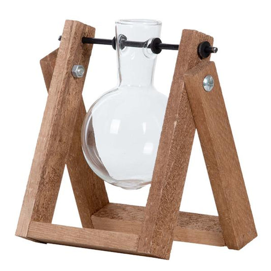 Stekkenstandaard - 1 glazen vaas - Hydroponische vaas voor stekjes - Houten - Teeltstation