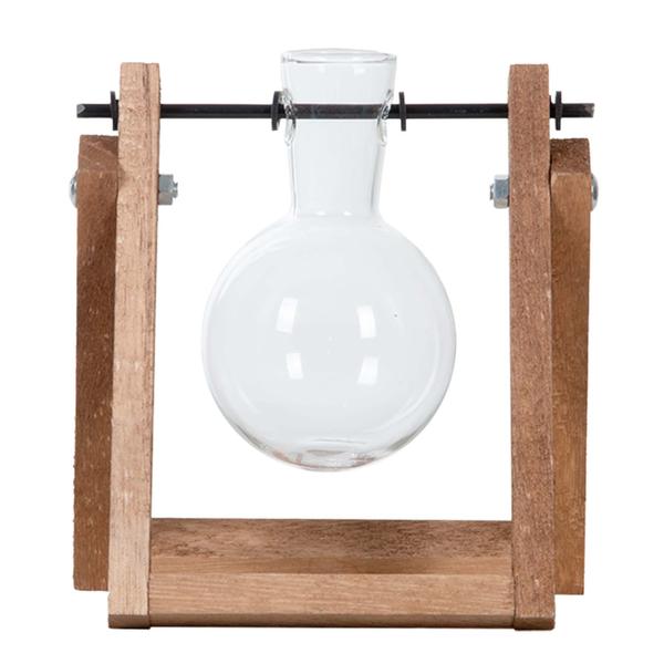Stekkenstandaard - 1 glazen vaas - Hydroponische vaas voor stekjes - Houten - Teeltstation