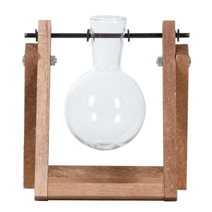 Stekkenstandaard - 1 glazen vaas - Hydroponische vaas voor stekjes - Houten - Teeltstation